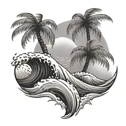 Wave And Palm Tree