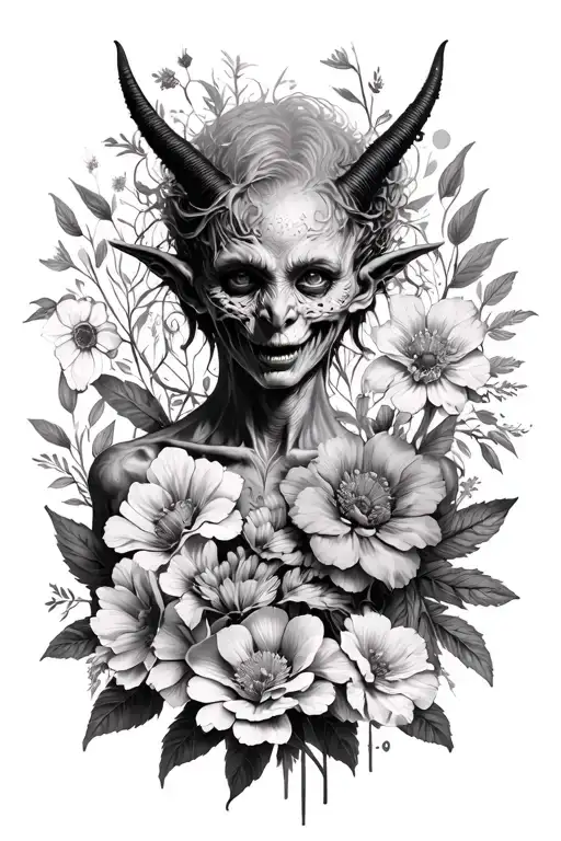 Inner Demon Mental Illness Collage With Flowers Throughout For Sleeve