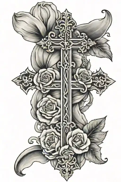 Cross Saying Faith Over Fear With Clouds Or Flowers