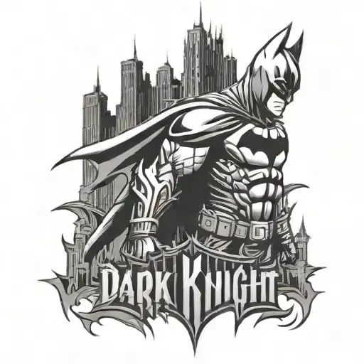 Dark Knight Logo With Gotham Skyline