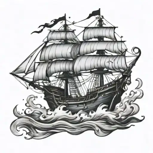 Ethereal Pirate Ship Sailing