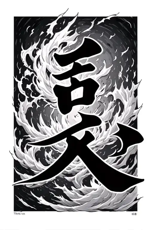 Japanes Kanji For Kaizen Symbol Covered By A Storm