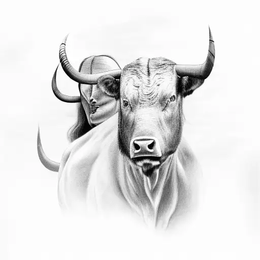 Two Female Model Are Standing In Front Of A Large Bull With Their Hamds On Their Asses