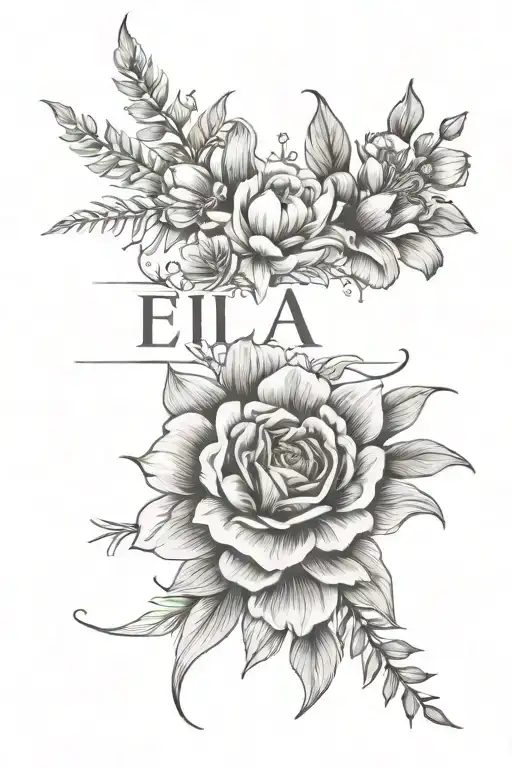 September And April Birth Flowers Surrounding The Name Ella