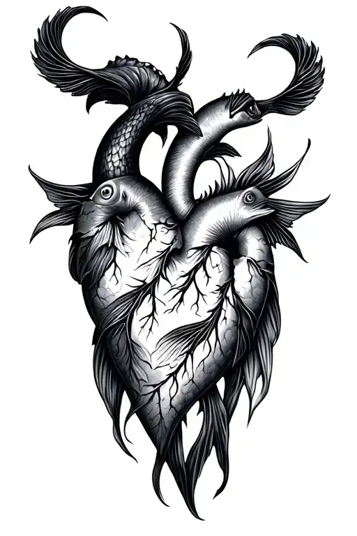 Pisces And Virgo Heart Intertwined