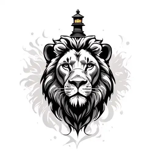 Lion Face Light House Hour Glass Chess Piece
