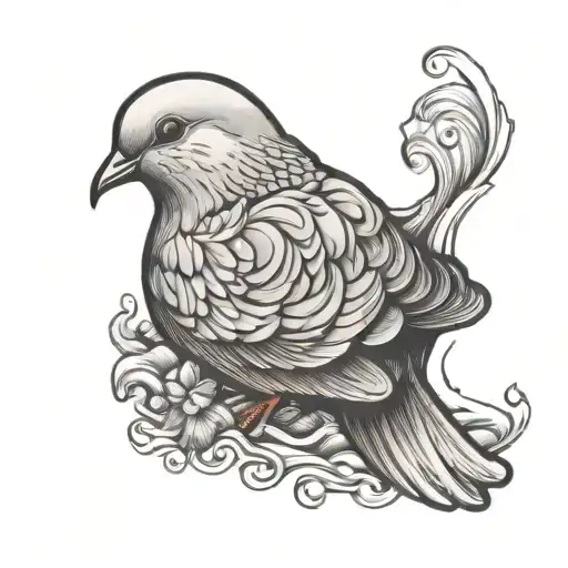 A Dove Eating A Gold Fish Swimming