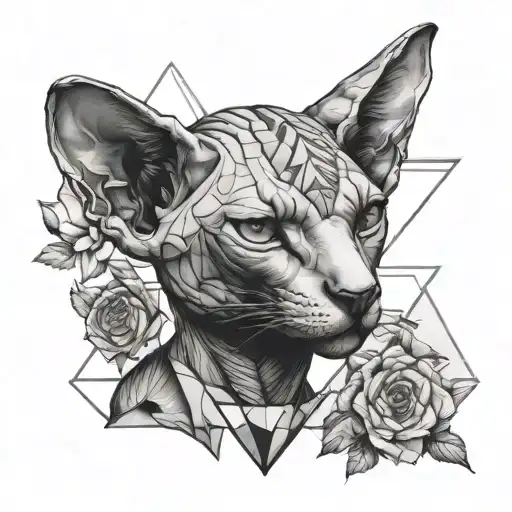 Pyramids Around Sphynx Cat