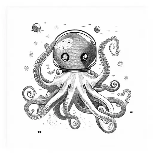 Astronaut Being Dragged Down By Octopus With The Phrase Memento Vivere