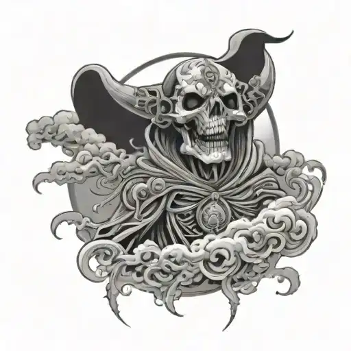 Lich Behind Dark Moon And Clouds