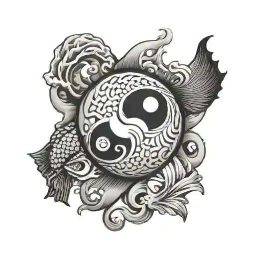 Cross And Fish Ying Yang