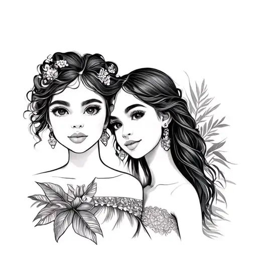 Common Tattoo Mother Daughter On The Theme Of Tahiti