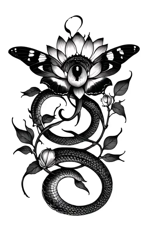 Moth Lotus Over Shoulder Snake Eye Vine