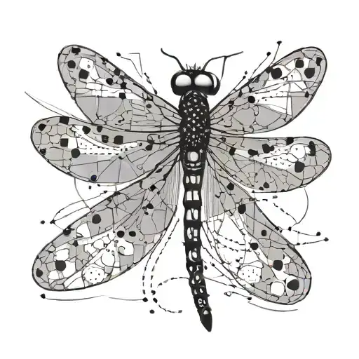 Minimalist Dragonfly With Dotted Lines Connecting Various