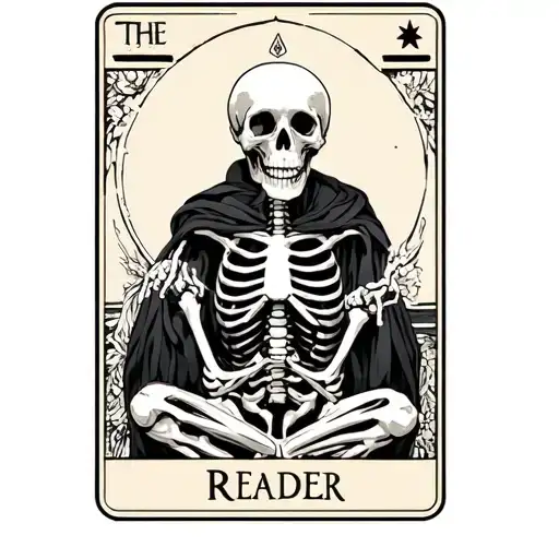 The Reader Tarot Card With Skeleton