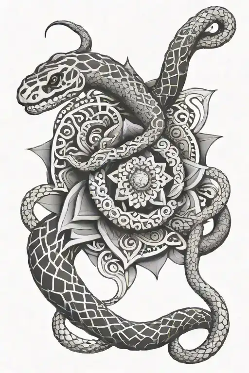Mandala With Snake Intertwined