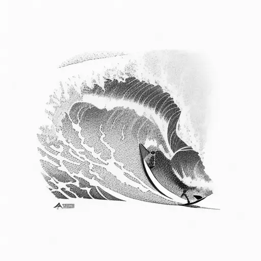 A Realistic Portrait Of A Famous Surfer Riding A Big Wave