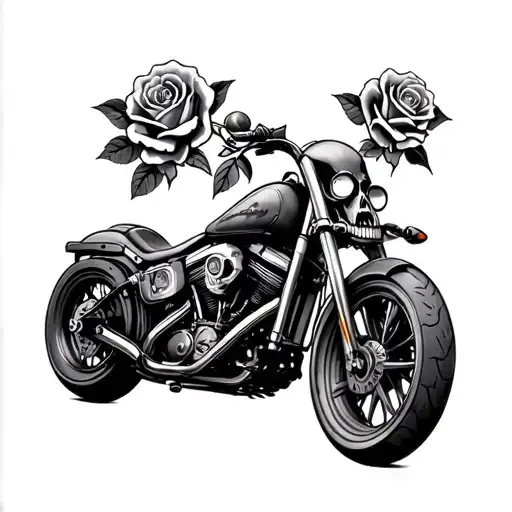 Skull Roses Motorbikes
