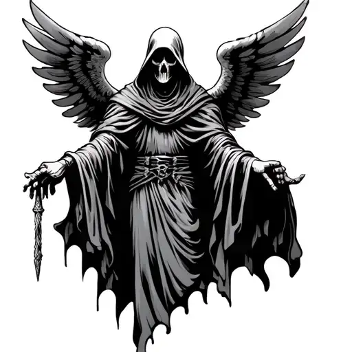 Grim Reaper With Arms Out With Wings Back