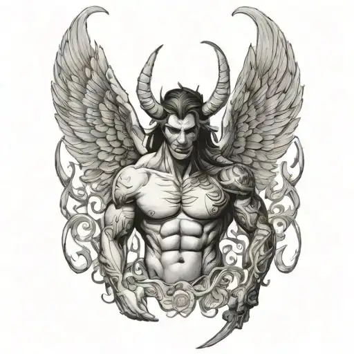 Background Fight Demons And Angels And Front On This Its A On Devil With Angel Body And Face