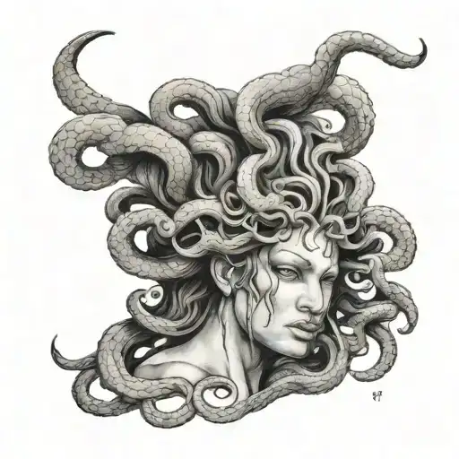 Medusa Face Borken Realistic Portrait
