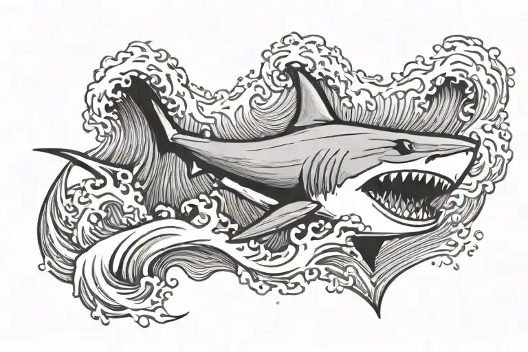 Shark Tooth And Waves Crashing