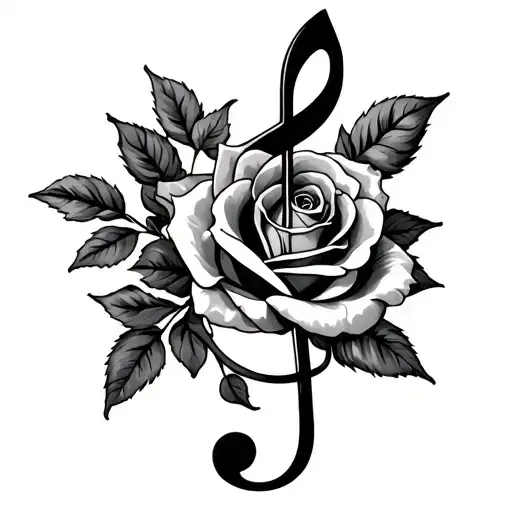 Treble Clef Intertwined With A Rose