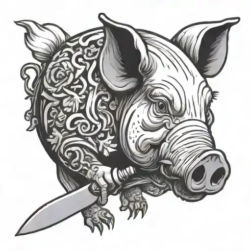 Suckling Pig With Chef Knife