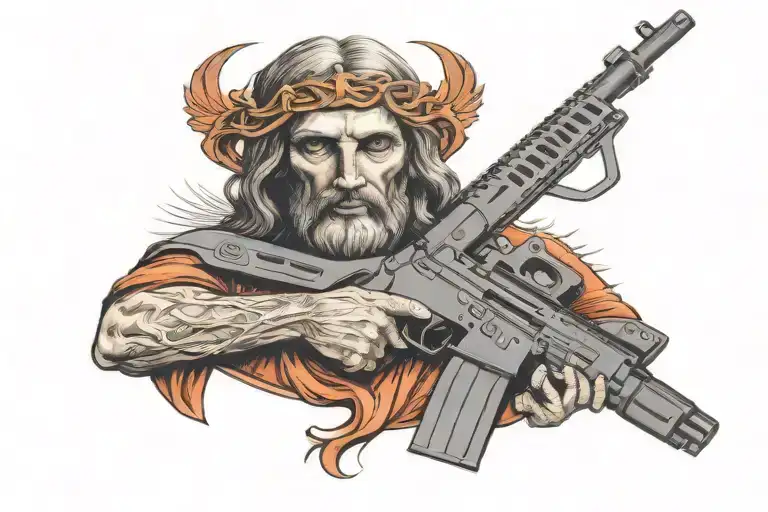 Jesus Holding Ar 15