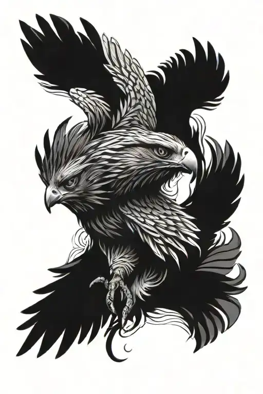 Fierce Hawk Diving Face Down Flying Vertically