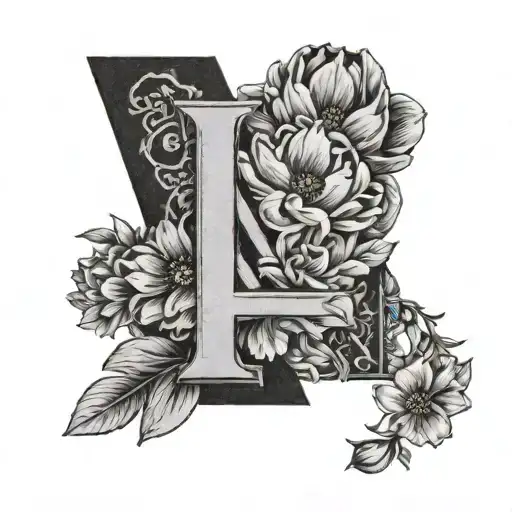Tattoo Of A Roman Numeral One Entangled With The Birth Month Flowers For April And July