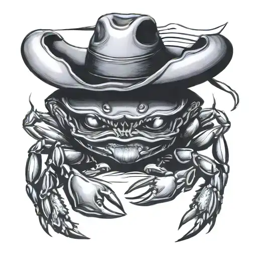 Crab Wearing Cowboy Hat Holding Knife
