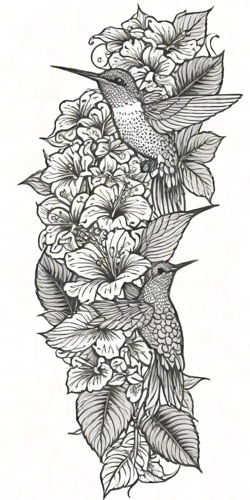 Hummingbird Leaves Tropical Hibiscus