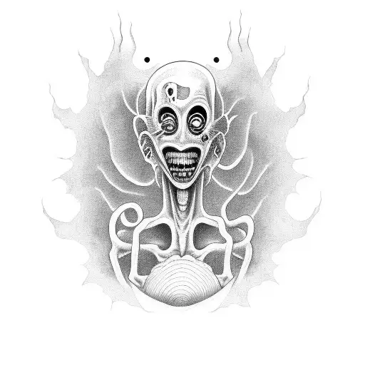 A Junji Ito Inspired Tattoo Of A Twisted And Eerie Cartoon Character From Your Favorite Shows