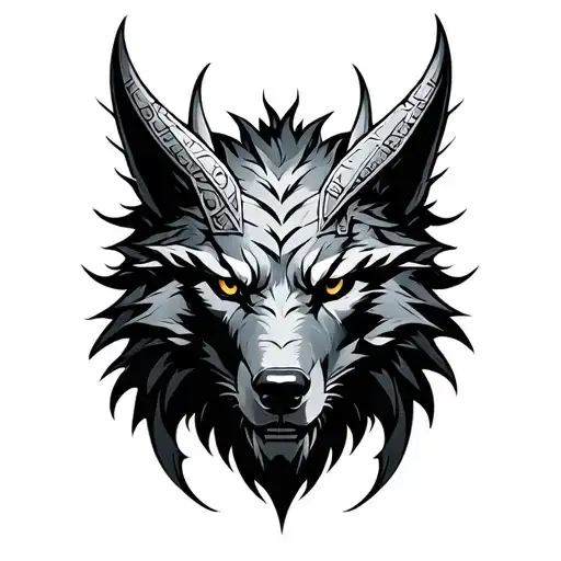 Norse Wolfhead Merged With Medieval Dragonhead