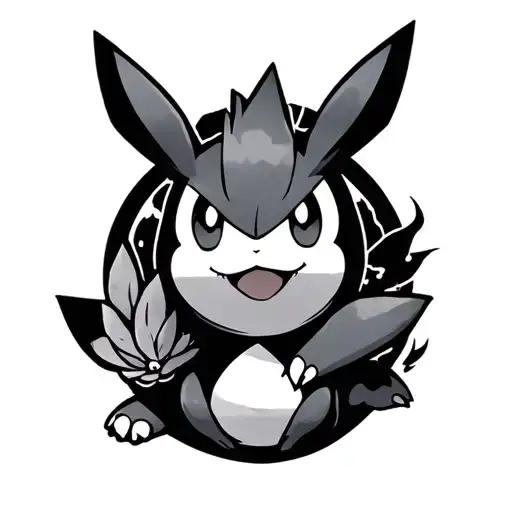 Black And Grey Pokemon Tattoo Sleeve