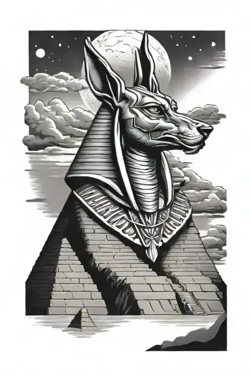 Anubis Moonlight Egypt Pyramid Moon