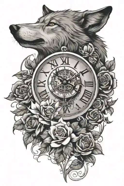 Wolf Clock Music Note Flower