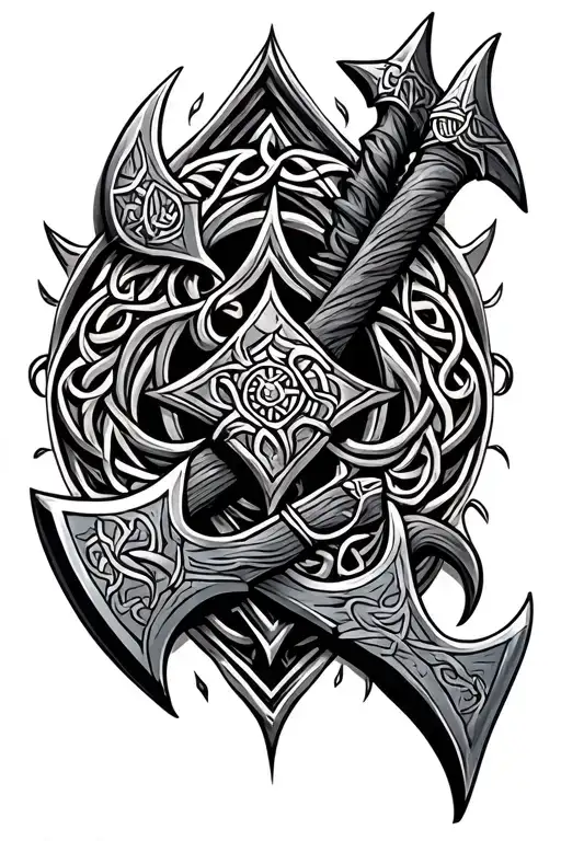 Viking Axes And Celtic Spirals