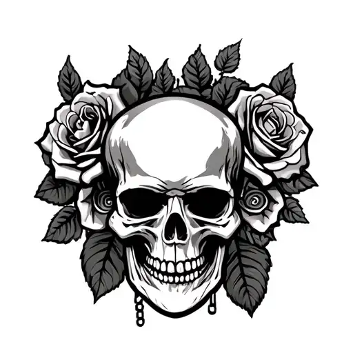 Skull And Roses Towing Chain Biker Father Holding