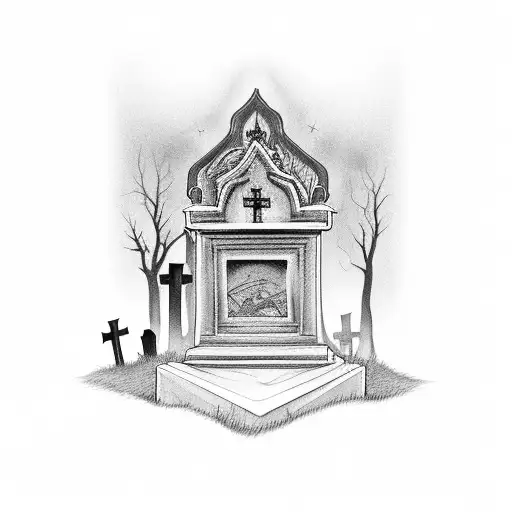 Scary Cemetery At Night With Grim Reaper