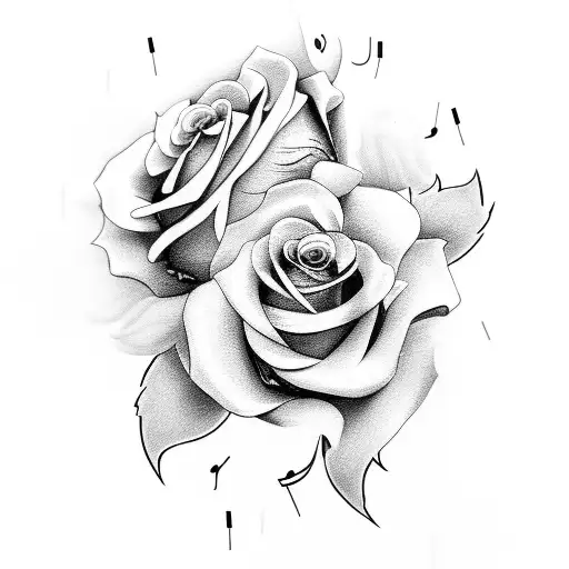 Vinyl With Music Staff And Roses