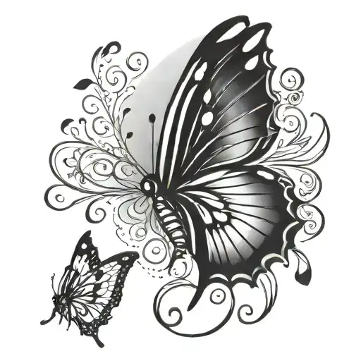 Half Red Angle Wings And Half Black Butterfly Wing