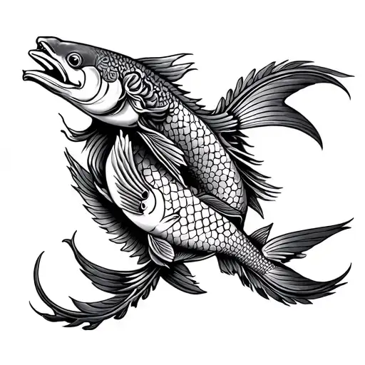 Quetzalcoatl Wrapping Around Forearm Additionally Incorporating Two Fishes To Presenting Pisces