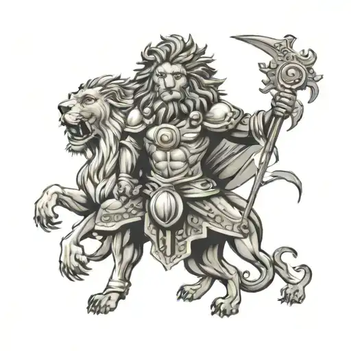 Lion And Warrior Figure