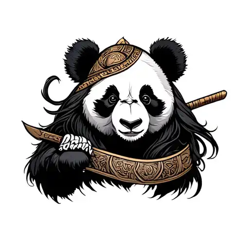Panda Warrior Sleeve Tattoo Female Design