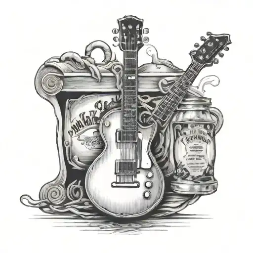 Les Paul Guitar In A Bottle Of Jack Daniel's Similar To A Ship In A Bottle