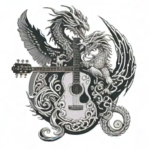 Dragon And Phoenix And Guitar And Triskell