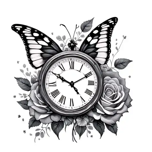 Butterfly Clock Roses