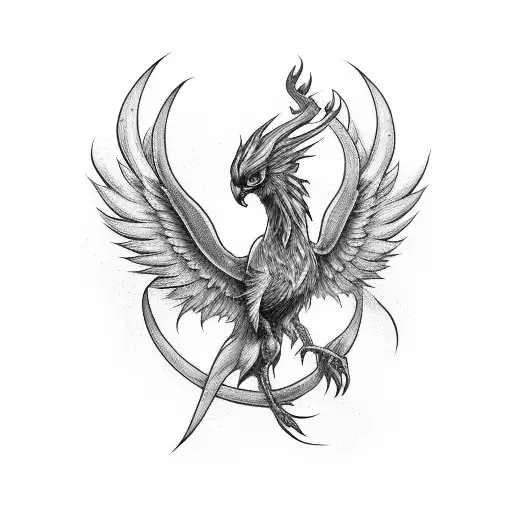 Phoenix Fire On Arm Long Tail